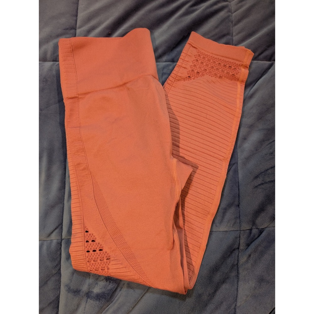 Gymshark Seamless Lattice Leggings Womens Medium Pink High Waisted Eyelet